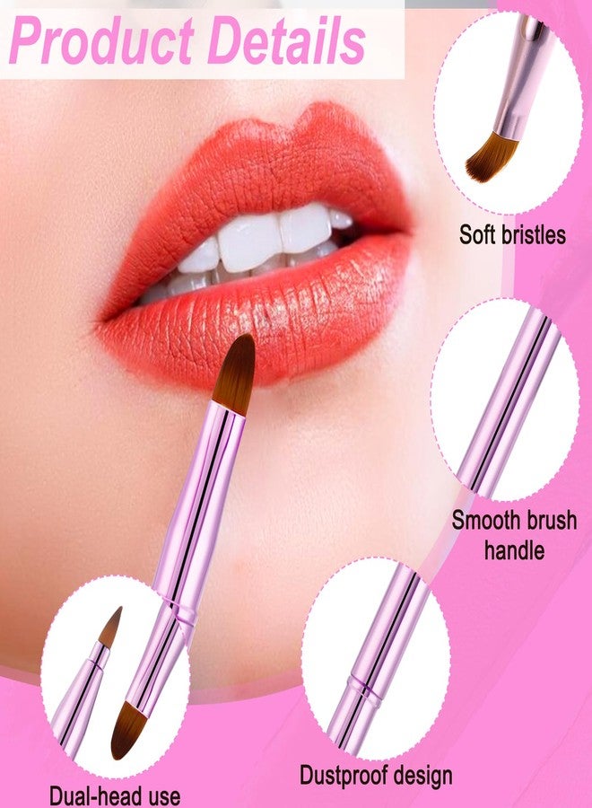 Larrel 2 Pcs Lip Brush for Lipstick, Double Ended Retractable Lipstick Brush with Cap Reusable Versatile Lip Applicator Wands for Lips Gloss, Eyeshadow Include Lid (Gold and Pink) - Image 3